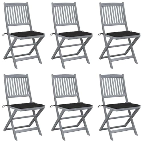 ZQQLVOO Klappbare Gartenstühle 6 STK. mit Sitzkissen Massivholz Akazie Terrassenmöbel Gartenbestuhlung for Balcony Lawn ZQQLVOO Klappbare Gartenstühle 6 STK. mit Sitzkissen Massivholz Akazie Terrassenmöbel Gartenbestuhlung for Balcony Lawn von ZQQLVOO