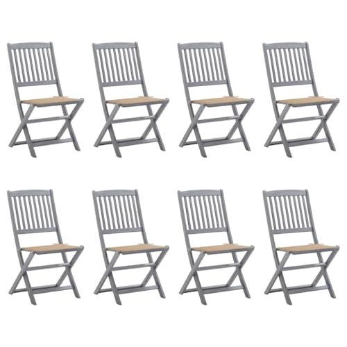 ZQQLVOO Klappbare Gartenstühle 8 STK. mit Kissen Massivholz Akazie Gartenbestuhlung Terrassenmöbel for Garden Outdoor von ZQQLVOO