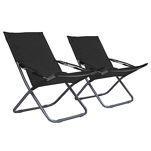 ZQQLVOO Klappbare Strandstühle 2 STK. Stoff Schwarz Balkonmöbel Sitzmöglichkeiten im Freien for Outdoor Lawn ZQQLVOO Klappbare Strandstühle 2 STK. Stoff Schwarz Balkonmöbel Sitzmöglichkeiten im Freien for Outdoor Lawn von ZQQLVOO