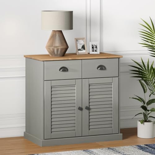ZQQLVOO Kompaktes Sideboard aus Kiefern-Massivholz mit Metallgriffen – Stilvolles Aufbewahrungsmöbel mit Schubladen und Fächern für Küche, Wohnzimmer oder Flur als Buffet oder Kommode von ZQQLVOO