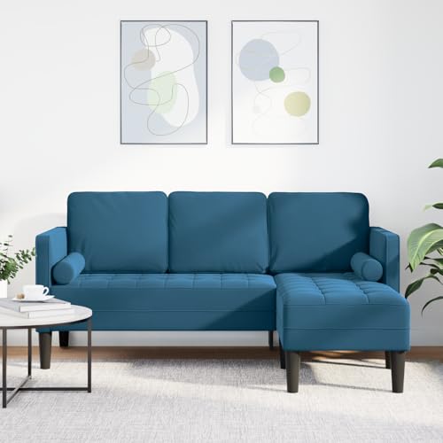 ZQQLVOO L-förmiges Sofa Blau Garten Sofa mit Velvet-Bezug und Chaiselongue für Innen- und Außenbereich 173x131x67 cm Samt von ZQQLVOO