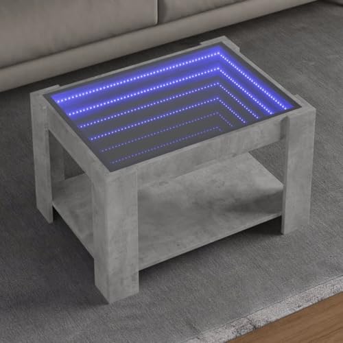ZQQLVOO LED-Couchtisch Betongrau LED Infinity Spiegel Couchtisch mit RGB Beleuchtung und USB Anschluss 73x53x45 cm Holzwerkstoff ZQQLVOO LED-Couchtisch Betongrau LED Infinity Spiegel Couchtisch mit RGB Beleuchtung und USB Anschluss 73x53x45 cm Holzwerkstoff von ZQQLVOO