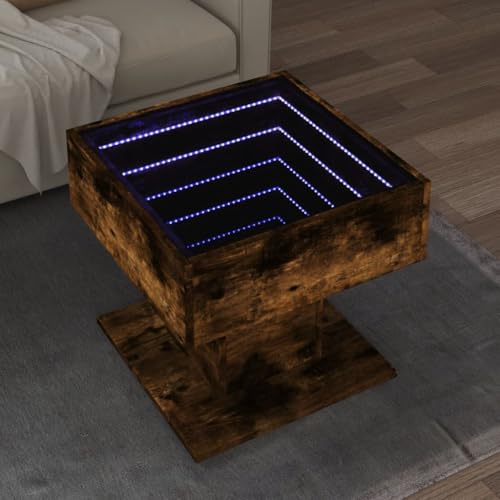 ZQQLVOO LED-Couchtisch Räuchereiche LED Infinity Spiegel Couchtisch mit RGB Beleuchtung und robuster Platte 50x50x45 cm Holzwerkstoff ZQQLVOO LED-Couchtisch Räuchereiche LED Infinity Spiegel Couchtisch mit RGB Beleuchtung und robuster Platte 50x50x45 cm Holzwerkstoff von ZQQLVOO