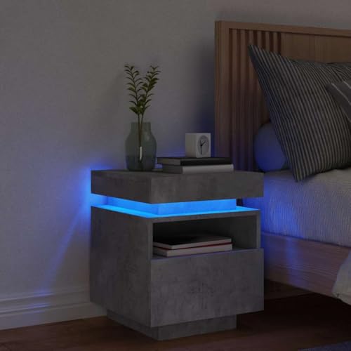 ZQQLVOO LED Nachttisch mit RGB Beleuchtung und USB Anschluss, Moderne Nachttischlampe mit Stauraum aus Holzwerkstoff für Schlafzimmer Wohnzimmer von ZQQLVOO