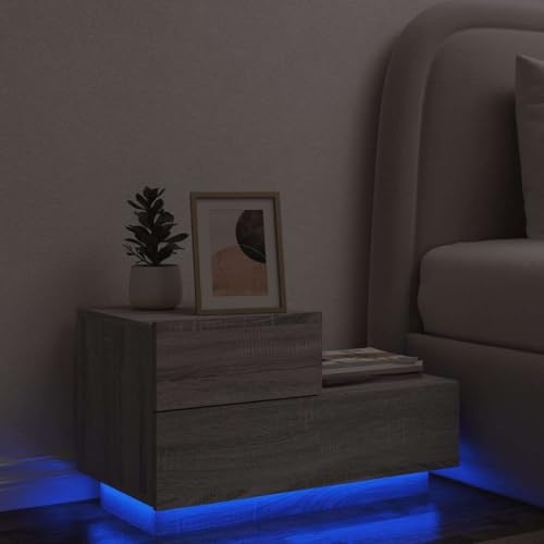 ZQQLVOO LED Nachttisch mit RGB Beleuchtung und USB Anschluss, Moderne Nachttischlampe mit Stauraum aus Holzwerkstoff für Schlafzimmer Wohnzimmer von ZQQLVOO