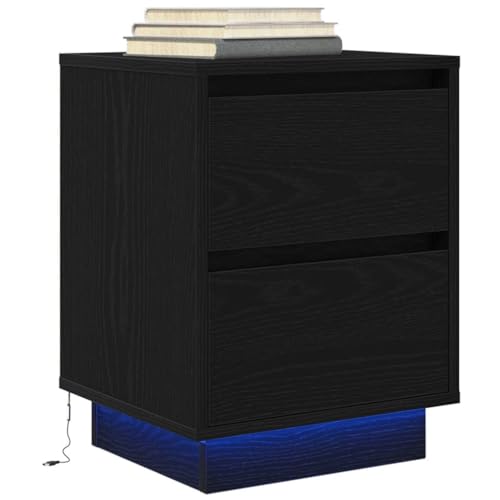 ZQQLVOO LED Nachttisch mit RGB Beleuchtung und USB Anschluss, Schlafzimmer Kommode mit Stauraum aus robustem Holzwerkstoff, Moderne Nachttischlampe mit verstellbaren von ZQQLVOO