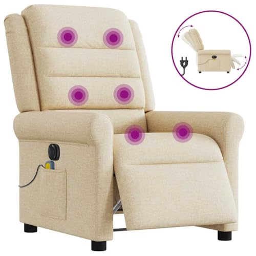 ZQQLVOO Massagesessel Elektrisch Creme Stoff fernsehsessel Lounge Sessel for Balkon Wohnzimmer von ZQQLVOO