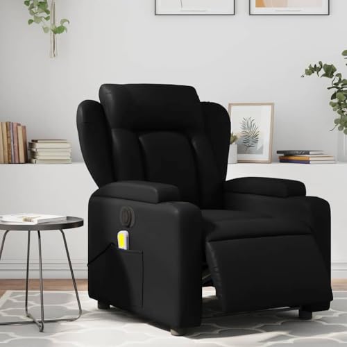 ZQQLVOO Massagesessel Elektrisch Schwarz Kunstleder Chair ohrensessel mit hocker for Schlafzimmer Balkon von ZQQLVOO