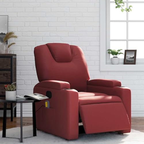 ZQQLVOO Massagesessel Elektrisch Weinrot Kunstleder Chair Lounge Sessel for Büro Schlafzimmer von ZQQLVOO