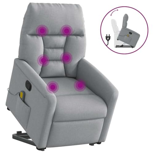 ZQQLVOO Massagesessel mit Aufstehhilfe Hellgrau Stoff Chair lesesessel for Balkon Schlafzimmer von ZQQLVOO