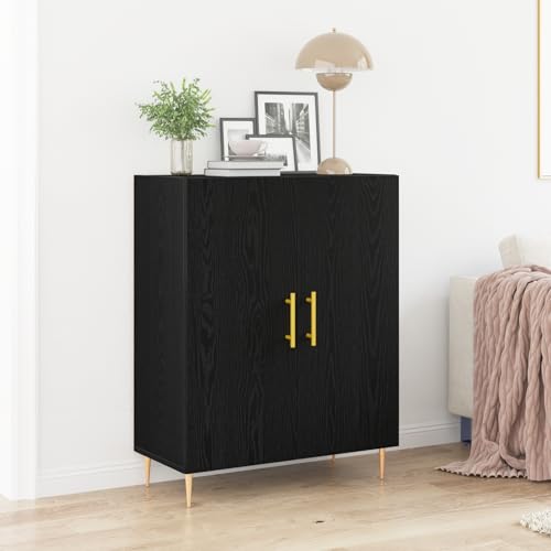 ZQQLVOO Massives Eichenholz Sideboard mit schwarzer Oberfläche und goldenen Griffen – Stilvolles Möbelstück für Esszimmer und Wohnbereich mit großzügigem Stauraum ZQQLVOO Massives Eichenholz Sideboard mit schwarzer Oberfläche und goldenen Griffen – Stilvolles Möbelstück für Esszimmer und Wohnbereich mit großzügigem Stauraum von ZQQLVOO