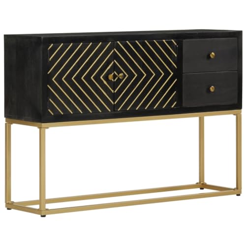 ZQQLVOO Massives Mangoholz Sideboard mit Metallbeinen, 2 Schubladen und Fach für Stauraum, Robuste Hartholz Kommode mit Stabiler Oberplatte für Wohnzimmer und Esszimmer ZQQLVOO Massives Mangoholz Sideboard mit Metallbeinen, 2 Schubladen und Fach für Stauraum, Robuste Hartholz Kommode mit Stabiler Oberplatte für Wohnzimmer und Esszimmer von ZQQLVOO