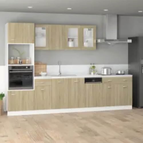 ZQQLVOO Mikrowellenumbauschrank Lyon Sonoma-Eiche Mikrowellenunterschrank aus Holzwerkstoff mit praktischen Türen und großzügigem Stauraum 60x57x207 cm Holzwerkstoff von ZQQLVOO