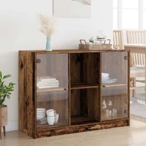 ZQQLVOO Moderner Bücherschrank Sideboard mit Stauraum aus robustem Holzwerkstoff, Beistellschrank für Bücher und Deko mit schwarzen Griffen, feuchtigkeitsbeständig und stabil von ZQQLVOO