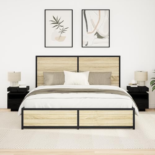 ZQQLVOO Moderner Nachttisch Set mit LED-Beleuchtung und Schubladen, 2 Stück Schlafzimmer Nachttische aus schwarzer Eiche Holzwerkstoff, 40x39 cm Stauraum Möbel mit ZQQLVOO Moderner Nachttisch Set mit LED-Beleuchtung und Schubladen, 2 Stück Schlafzimmer Nachttische aus schwarzer Eiche Holzwerkstoff, 40x39 cm Stauraum Möbel mit von ZQQLVOO