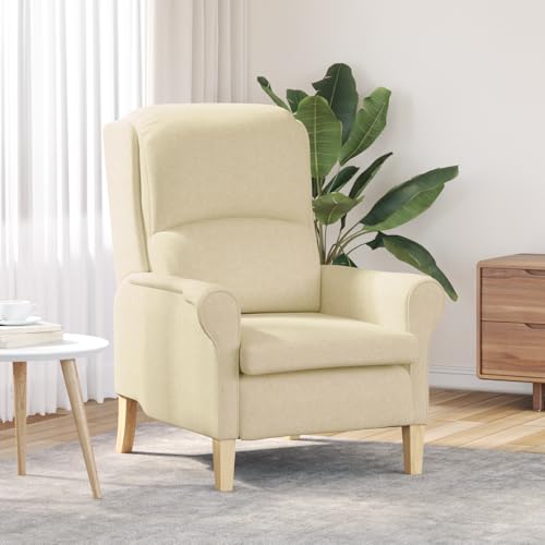 ZQQLVOO Moderner Sessel Creme Stoff und Holz Mittel Creme Sessel Chair fernsehsessel for Innenraum Wohnzimmer von ZQQLVOO