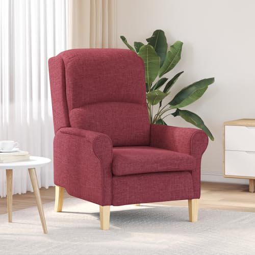 ZQQLVOO Moderner Sessel Weinrot Polyesterstoff mit Holzrahmen Mittel Stuhl schminktisch Chair for Balkon Schlafzimmer von ZQQLVOO