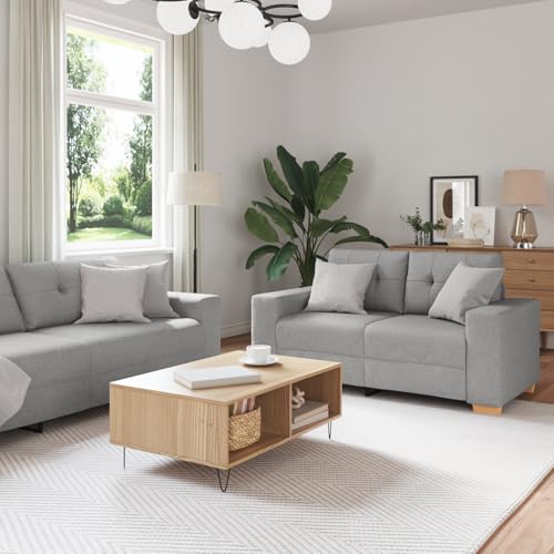ZQQLVOO Modernes 3-Sitzer Sofa in Wolkengrau mit Holzbeinen – Bequemes Sofa aus strapazierfähigem Polyesterstoff für Wohnzimmer und Büro, minimalistisches Design mit quadratischen ZQQLVOO Modernes 3-Sitzer Sofa in Wolkengrau mit Holzbeinen – Bequemes Sofa aus strapazierfähigem Polyesterstoff für Wohnzimmer und Büro, minimalistisches Design mit quadratischen von ZQQLVOO
