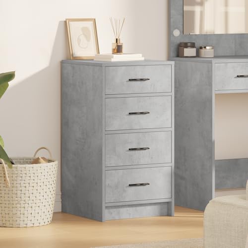 ZQQLVOO Modernes Buffet Sideboard mit 4 Schubladen in Beton Grau, Stauraum Möbel für Esszimmer und Wohnzimmer, Schickes Design mit Robustem Holzwerkstoff, Minimalistisches Flair für von ZQQLVOO