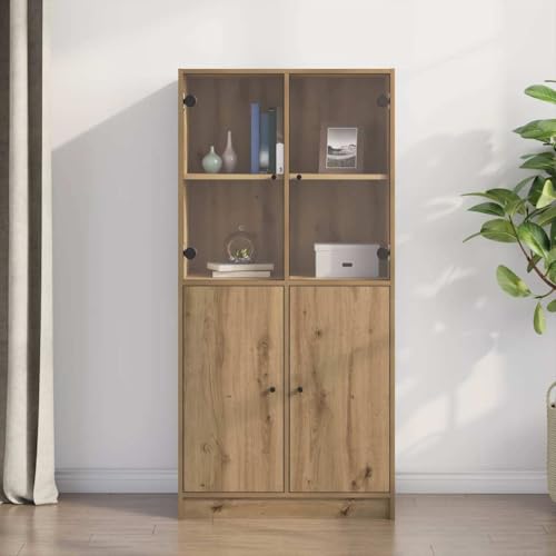 ZQQLVOO Modernes Hochboard aus Holzwerkstoff mit Stauraum für Bücher und Deko, Stabiles Sideboard mit Schränken für Wohnzimmer und Arbeitszimmer von ZQQLVOO