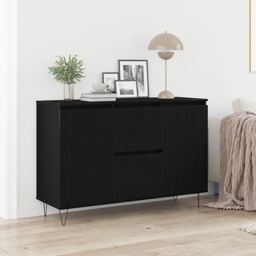 ZQQLVOO Modernes Sideboard Buffet aus Eiche Schwarz mit 2 Türen und 3 Schubladen, Stauraum Möbel mit verstellbarem Regal für Esszimmer und Wohnzimmer, schlankes Design mit mattem ZQQLVOO Modernes Sideboard Buffet aus Eiche Schwarz mit 2 Türen und 3 Schubladen, Stauraum Möbel mit verstellbarem Regal für Esszimmer und Wohnzimmer, schlankes Design mit mattem von ZQQLVOO
