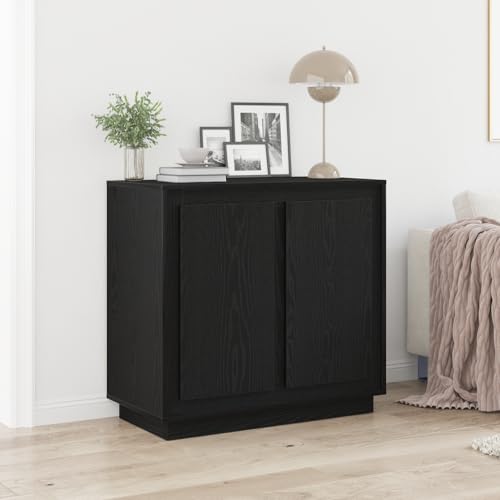 ZQQLVOO Modernes Sideboard Buffet mit Scharniertüren in schwarzem Eichenfinish, strukturierter Oberfläche und integrierten Regalen für Esszimmer oder Wohnbereich – robuster ZQQLVOO Modernes Sideboard Buffet mit Scharniertüren in schwarzem Eichenfinish, strukturierter Oberfläche und integrierten Regalen für Esszimmer oder Wohnbereich – robuster von ZQQLVOO