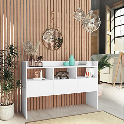 ZQQLVOO Modernes Sideboard mit 3 offenen Fächern und 3 Schubladen, robuster Holzwerkstoff-Schrank für Bücher und Multimedia-Geräte, platzsparender Beistellschrank mit Stauraum für ZQQLVOO Modernes Sideboard mit 3 offenen Fächern und 3 Schubladen, robuster Holzwerkstoff-Schrank für Bücher und Multimedia-Geräte, platzsparender Beistellschrank mit Stauraum für von ZQQLVOO