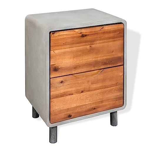 ZQQLVOO Nachttisch Beton Massivholz Akazie beistelltisch kommode mit schubladen for Wohnzimmer Zimmer 40x30x50 cm von ZQQLVOO