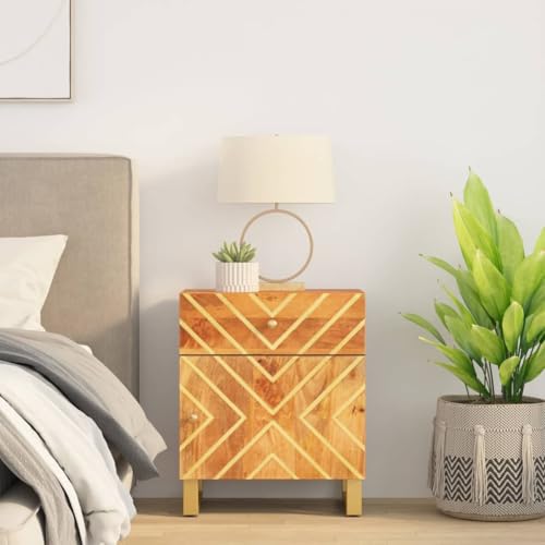 ZQQLVOO Nachttisch Braun und Schwarz beistelltisch kommode mit schubladen for Schlafzimmer Zimmer 50x33x60 cm Massivholz Mango von ZQQLVOO