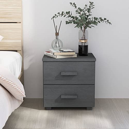 ZQQLVOO Nachttisch HAMAR Dunkelgrau nachttische badschrank schmal for Zimmer Schlafzimmer 40x35x44,5 cm Massivholz Kiefer von ZQQLVOO