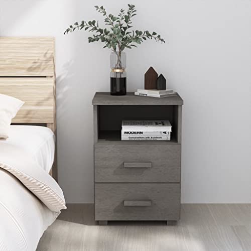 ZQQLVOO Nachttisch HAMAR Hellgrau nachtschrank badschrank schmal for Schlafzimmer Wohnzimmer 40x35x62 cm Massivholz Kiefer von ZQQLVOO