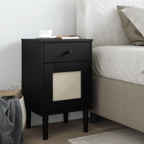 ZQQLVOO Nachttisch SENJA Rattan-Look Schwarz badschrank schmal kommode mit schubladen for Zimmer Schlafzimmer 40x35x65 Massivholz Kiefer ZQQLVOO Nachttisch SENJA Rattan-Look Schwarz badschrank schmal kommode mit schubladen for Zimmer Schlafzimmer 40x35x65 Massivholz Kiefer von ZQQLVOO