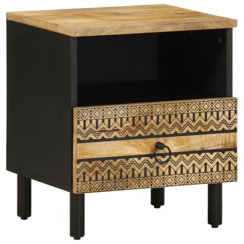 ZQQLVOO Nachttisch Schwarz nachtschrank badschrank schmal for Schlafzimmer Zimmer 40x33x46 cm Raues Mangoholz von ZQQLVOO
