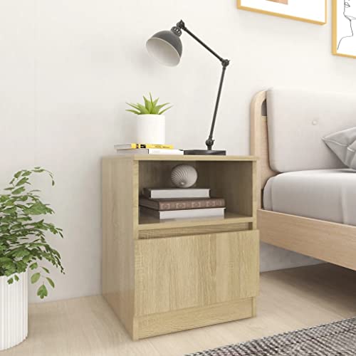 ZQQLVOO Nachttisch Sonoma-Eiche 40x40x50 cm Holzwerkstoff, Beistelltisch, Nachtkästchen, Komodenschrank, Nachtkästchen, Nachtschrank for Bedroom, Living Room, Office von ZQQLVOO