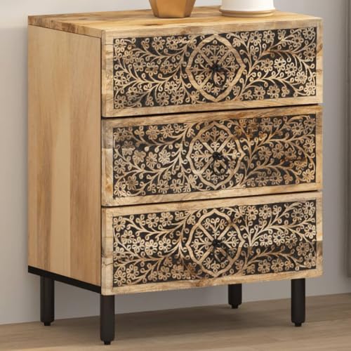 ZQQLVOO Nachttisch kommode mit schubladen nachtschrank for Zimmer Wohnzimmer 50x33x60 cm Massivholz Mango von ZQQLVOO
