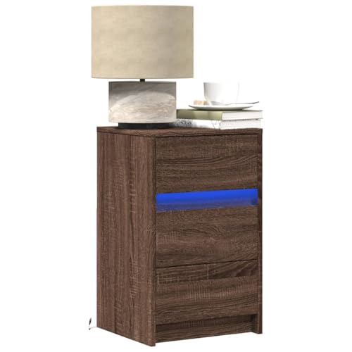 ZQQLVOO Nachttisch mit LED-Leuchten Braun Eichen-Optik Holzwerkstoff Bedside Table badschrank schmal for Zimmer Wohnzimmer ZQQLVOO Nachttisch mit LED-Leuchten Braun Eichen-Optik Holzwerkstoff Bedside Table badschrank schmal for Zimmer Wohnzimmer von ZQQLVOO