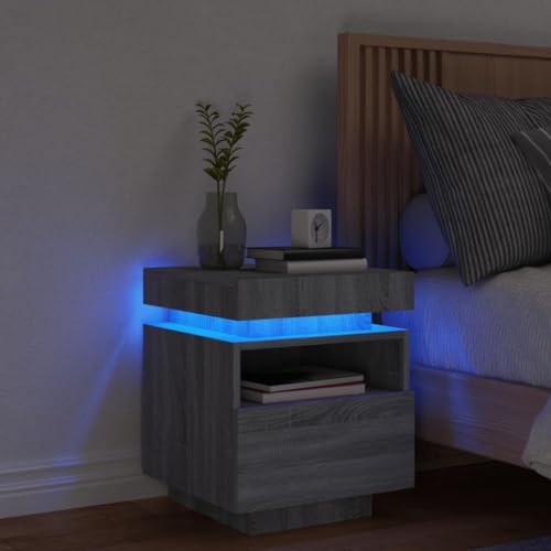 ZQQLVOO Nachttisch mit LED-Leuchten Grau Sonoma nachttische badschrank schmal for Zimmer Wohnzimmer 40x39x48,5 cm ZQQLVOO Nachttisch mit LED-Leuchten Grau Sonoma nachttische badschrank schmal for Zimmer Wohnzimmer 40x39x48,5 cm von ZQQLVOO