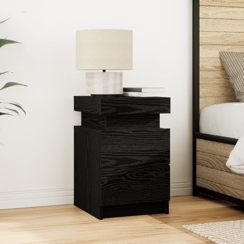 ZQQLVOO Nachttisch mit LED-Leuchten Schwarz Eiche Bedside Table badschrank schmal for Zimmer Wohnzimmer 35x39x55 cm ZQQLVOO Nachttisch mit LED-Leuchten Schwarz Eiche Bedside Table badschrank schmal for Zimmer Wohnzimmer 35x39x55 cm von ZQQLVOO