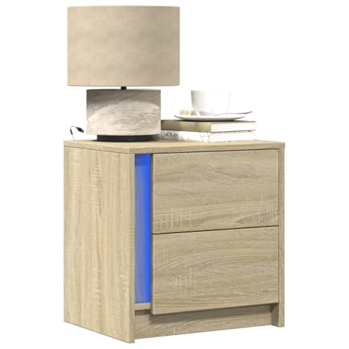ZQQLVOO Nachttisch mit LED-Leuchten Sonoma Eiche Holzwerkstoff badschrank schmal kommode mit schubladen for Wohnzimmer Zimmer ZQQLVOO Nachttisch mit LED-Leuchten Sonoma Eiche Holzwerkstoff badschrank schmal kommode mit schubladen for Wohnzimmer Zimmer von ZQQLVOO