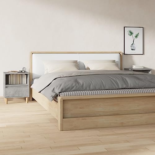 ZQQLVOO Nachttische 2 STK. Betongrau nachttische badschrank schmal for Schlafzimmer Zimmer 40x35x50 cm von ZQQLVOO