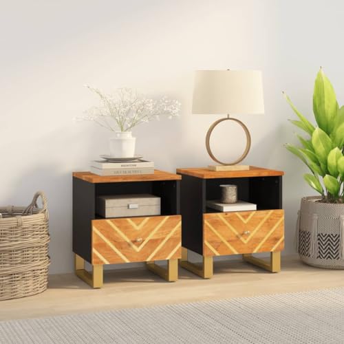 ZQQLVOO Nachttische 2 STK. Braun und Schwarz Massivholz Mango Bedside Table badschrank schmal for Zimmer Wohnzimmer ZQQLVOO Nachttische 2 STK. Braun und Schwarz Massivholz Mango Bedside Table badschrank schmal for Zimmer Wohnzimmer von ZQQLVOO