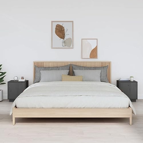 ZQQLVOO Nachttische 2 STK. Grau badschrank schmal kommode mit schubladen for Wohnzimmer Zimmer 40x34x45 cm Massivholz Kiefer von ZQQLVOO