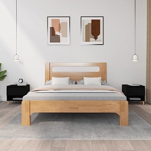 ZQQLVOO Nachttische 2 STK. Schwarz badschrank schmal kommode mit schubladen for Wohnzimmer Schlafzimmer 50x46x50 cm Holzwerkstoff von ZQQLVOO