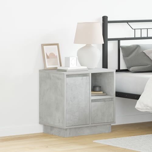 ZQQLVOO Nachttische mit LED 2 Stück Beton Grau Nachtmöbel Nachtschränke für Schlafzimmer 50x34,5x50 cm von ZQQLVOO
