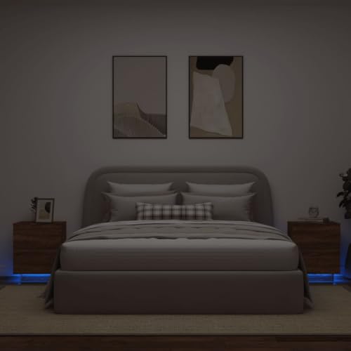 ZQQLVOO Nachttische mit LED-Leuchten 2 STK. Braun Eiche Holzwerkstoff nachttisch nachtschrank for Schlafzimmer Zimmer ZQQLVOO Nachttische mit LED-Leuchten 2 STK. Braun Eiche Holzwerkstoff nachttisch nachtschrank for Schlafzimmer Zimmer von ZQQLVOO
