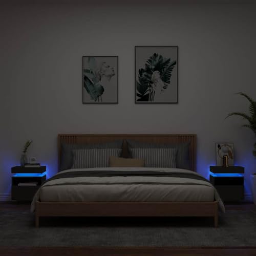 ZQQLVOO Nachttische mit LED-Leuchten 2 STK. Schwarz badschrank schmal nachttische for Zimmer Schlafzimmer 40x39x48,5 cm ZQQLVOO Nachttische mit LED-Leuchten 2 STK. Schwarz badschrank schmal nachttische for Zimmer Schlafzimmer 40x39x48,5 cm von ZQQLVOO