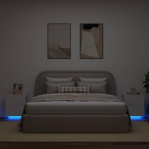 ZQQLVOO Nachttische mit LED-Leuchten 2 STK. Weiß Holzwerkstoff Nachtmöbel Nachtkommoden für Wohnräume ZQQLVOO Nachttische mit LED-Leuchten 2 STK. Weiß Holzwerkstoff Nachtmöbel Nachtkommoden für Wohnräume von ZQQLVOO