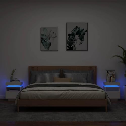 ZQQLVOO Nachttische mit LED-Leuchten 2 STK. Weiß Nachtkommoden Nachttischkommoden für Büros 40x39x48,5 cm ZQQLVOO Nachttische mit LED-Leuchten 2 STK. Weiß Nachtkommoden Nachttischkommoden für Büros 40x39x48,5 cm von ZQQLVOO