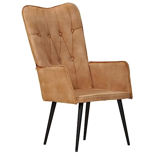 ZQQLVOO Ohrensessel Braun Canvas ohrensessel mit hocker Stuhl schminktisch for Schlafzimmer Innenraum von ZQQLVOO