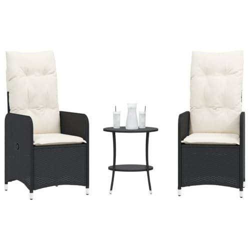 ZQQLVOO Outdoor-Lehnstühle 2 STK. mit Tisch Schwarz Poly-Rattan Balkonstühle Balkonmöbel for Balcony Lawn von ZQQLVOO